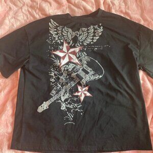🎸💥Y2K Guitar & Wings Print T-Shirt